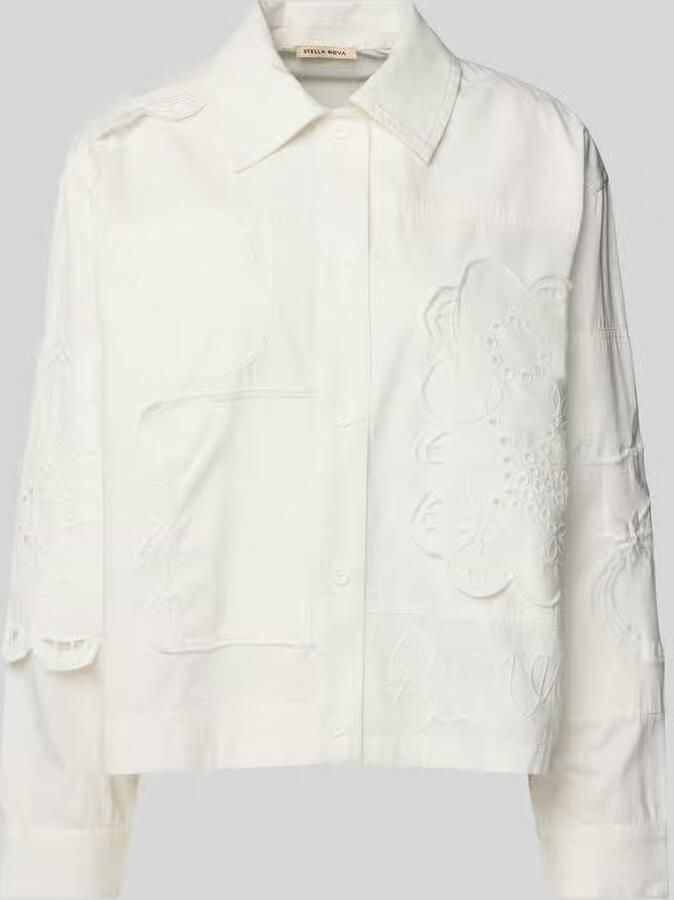 STELLA NOVA Relaxed fit blouse met broderie anglaise model 'Elements'