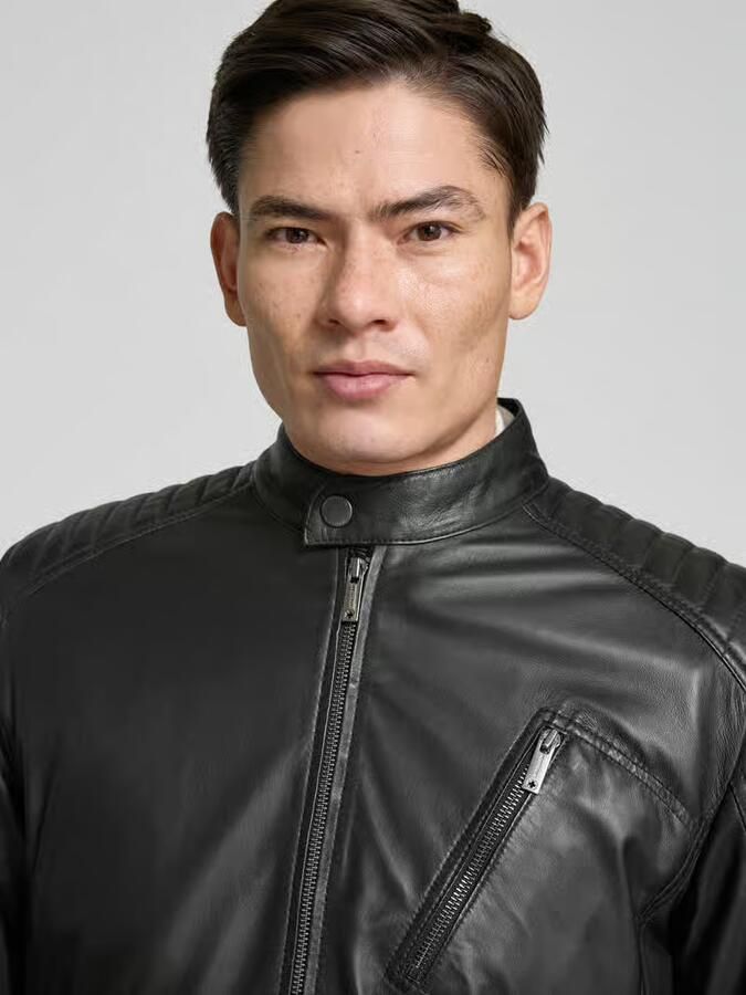 Strellson Leren jack met opstaande kraag model 'PIERCE'