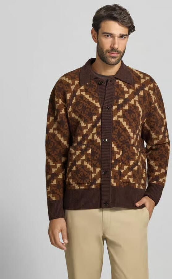 Strellson Loose fit gebreid jack van katoenmix met wol model 'Bosse' - Foto 3