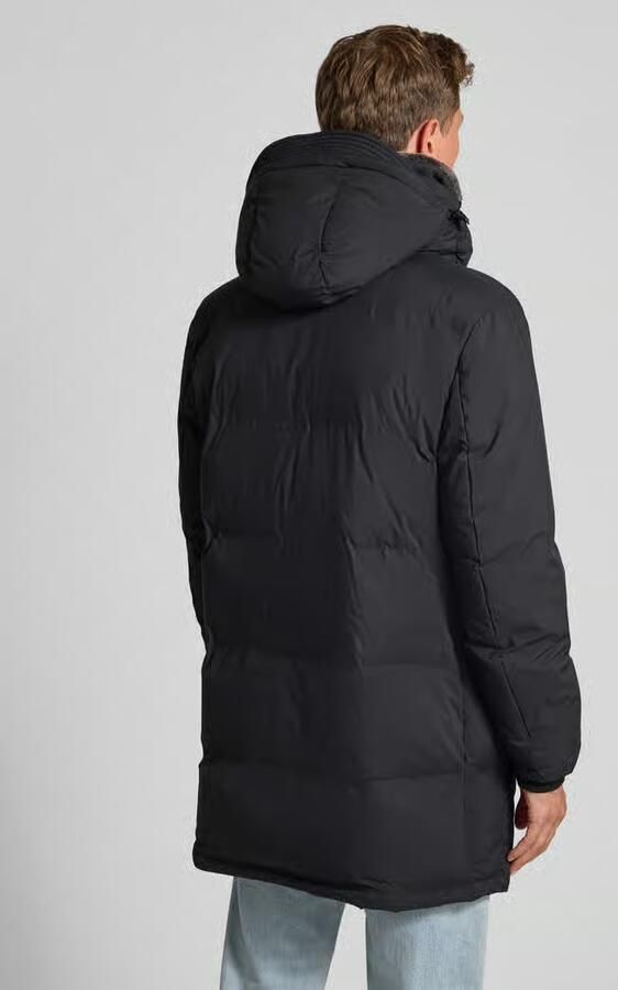 Strellson Regular fit gewatteerde lange jas met afneembare capuchon