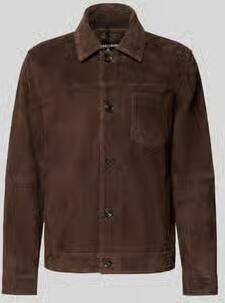 Strellson regular fit leren jack van echt geiten-velours model 'FLINT'