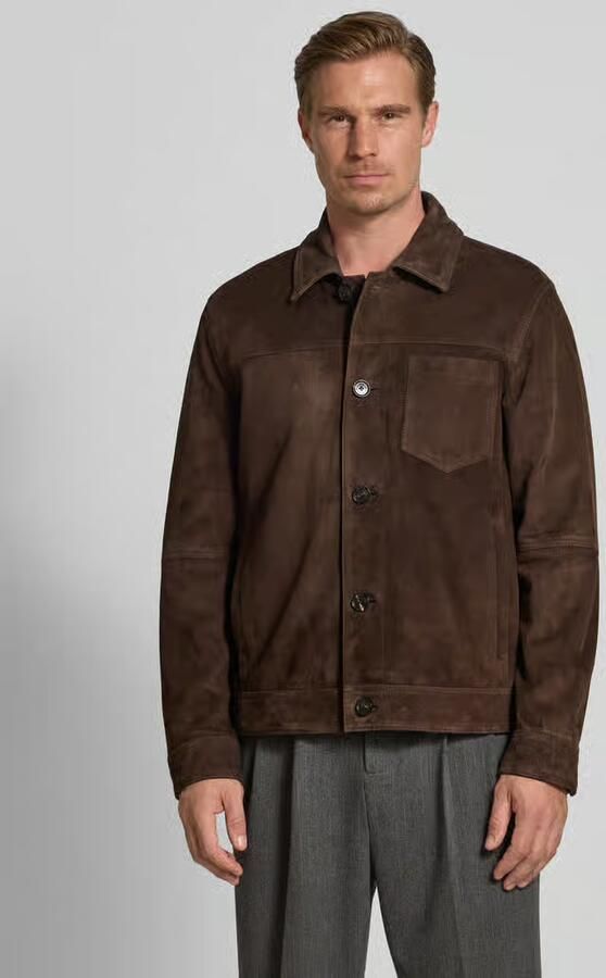 Strellson regular fit leren jack van echt geiten-velours model 'FLINT' - Foto 3