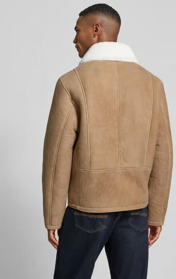 Strellson Regular fit leren jack van echte lamswol model 'MONTY'