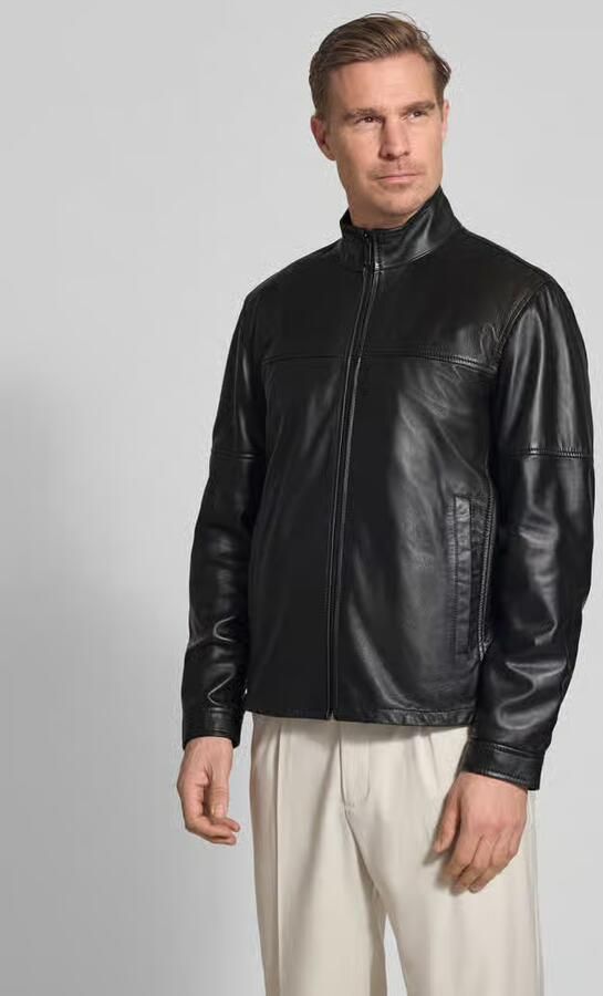 Strellson Regular fit leren jack van Lamsnappa Model 'JIMMY-S' - Foto 4