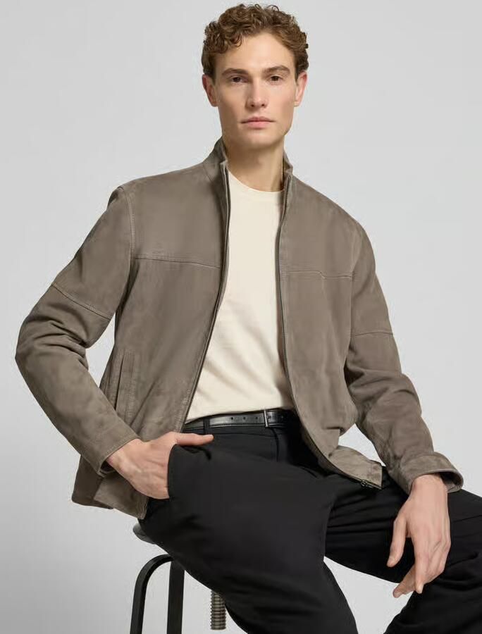 Strellson regular fit leren jas van echt geitenvelours model 'JIMMY-S'