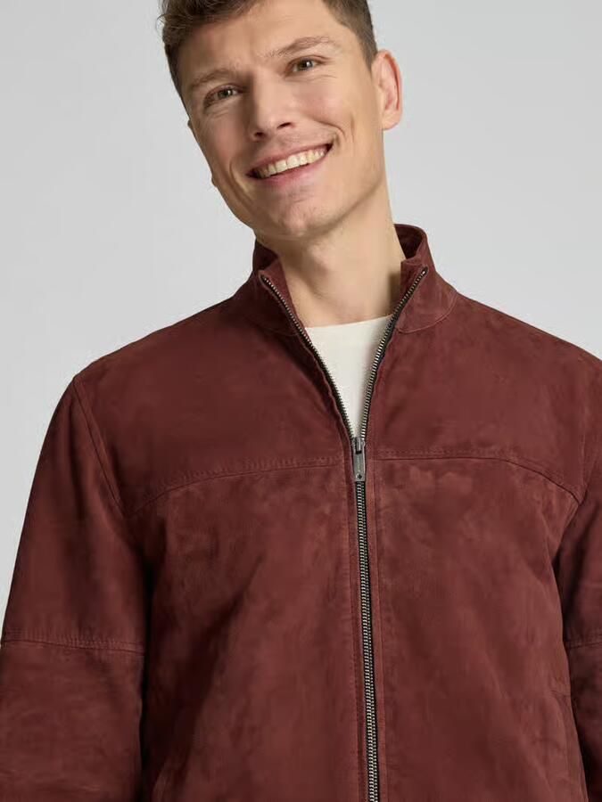 Strellson regular fit leren jas van echt geitenvelours model 'JIMMY-S'