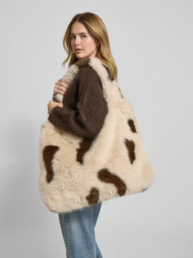 Studio Noos Mom bag van imitatiebont met all-over dierlijke print - Foto 2