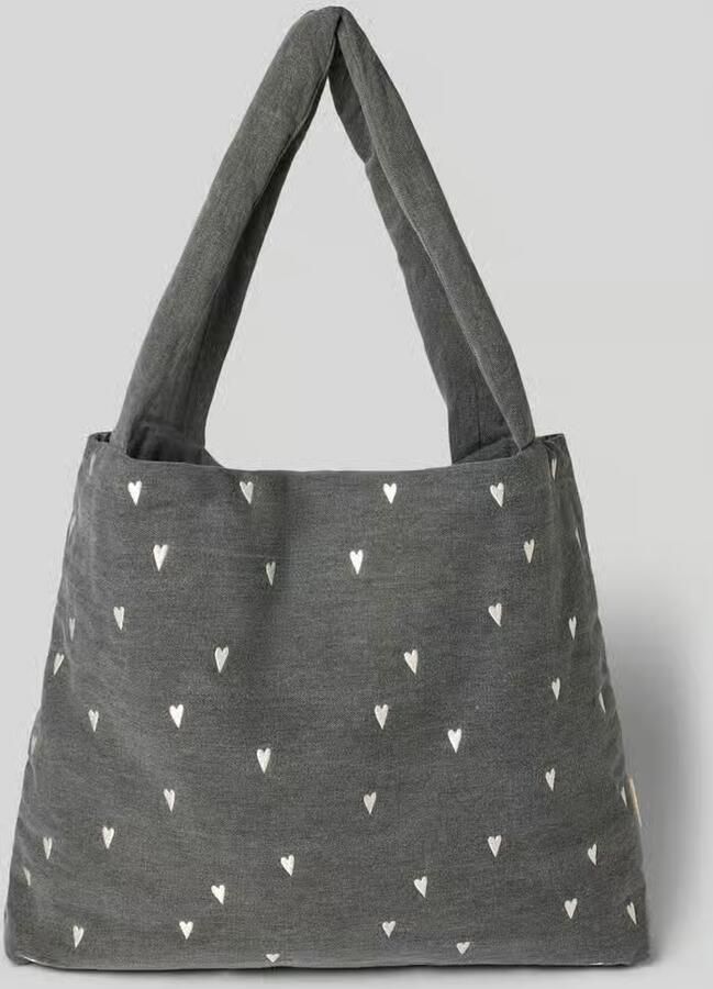 Studio Noos Tote tas met logodetail in denimlook