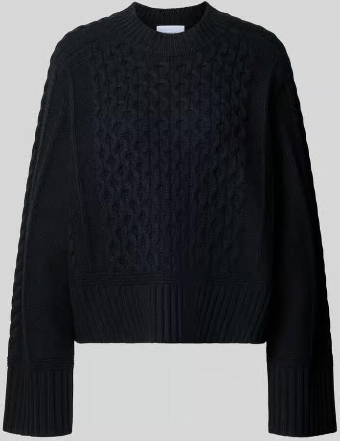Style Icon Collection Boxy Fit-trui met vlechtpatroon van 100 % wol – samengesteld door Vera van Erp