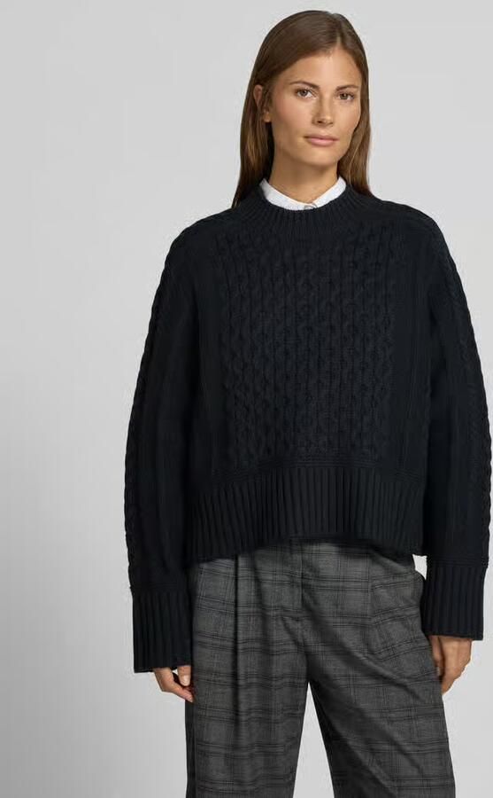 Style Icon Collection Boxy Fit-trui met vlechtpatroon van 100 % wol – samengesteld door Vera van Erp - Foto 3