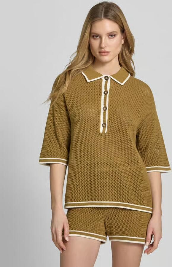Style Icon Collection Gebreid shirt met polokraag en knoopsluiting curated by Anna Schürrle - Foto 2