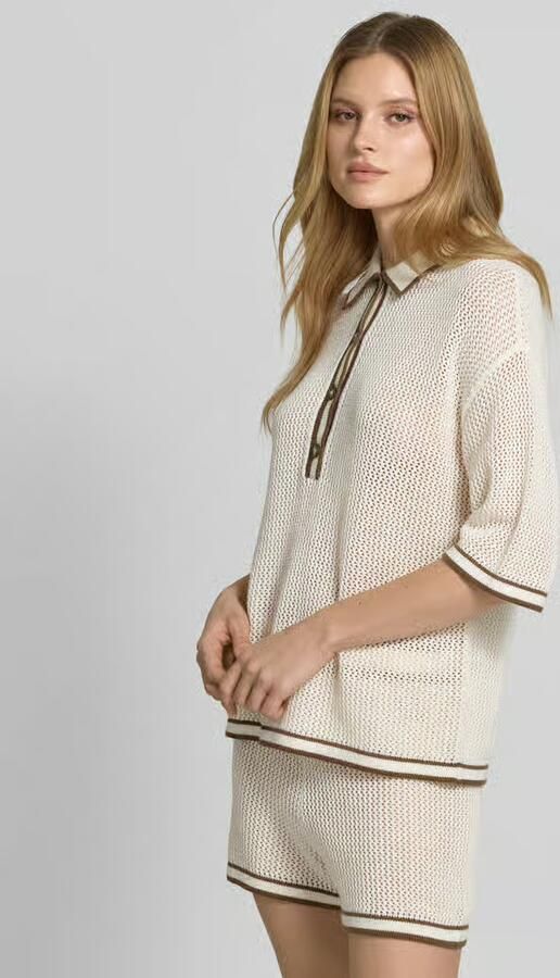 Style Icon Collection Gebreid shirt met polokraag en knoopsluiting curated by Anna Schürrle - Foto 3