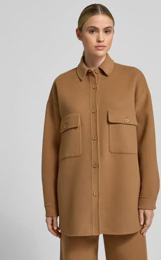 Style Icon Collection Oversized overhemdblouse met opgestikte borstzakken van wolmix curated by Maja Weyhe - Foto 2