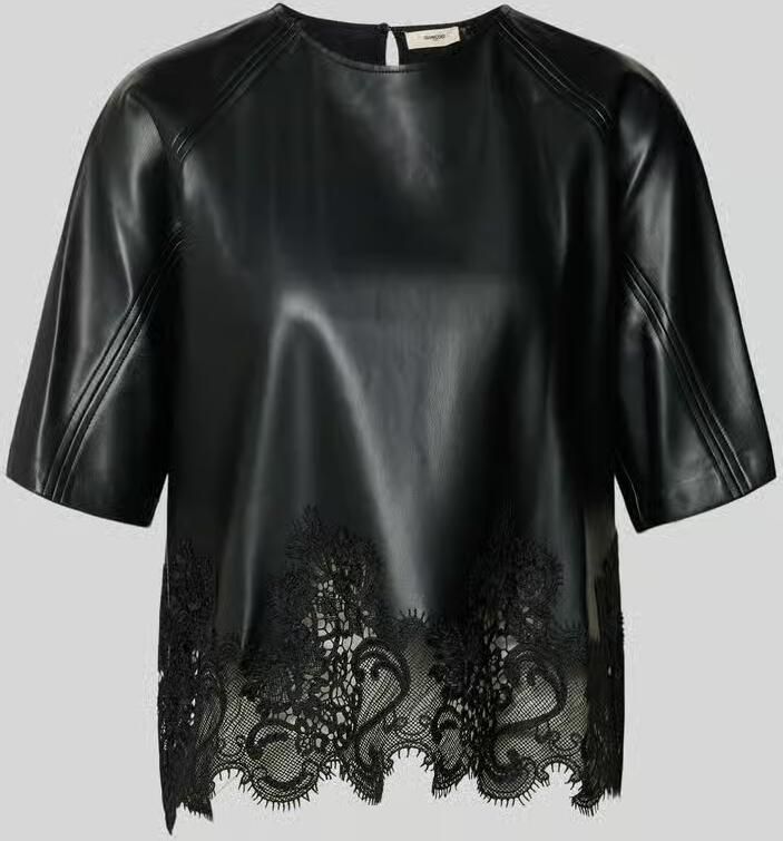 SUNCOO PARIS Blouseshirt in leerlook met kant model 'LONDON'