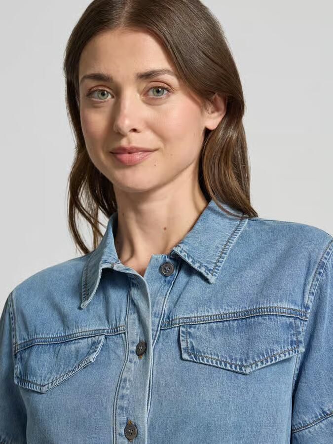 SUNCOO PARIS boxy fit jeansblouse met borstzakken model 'LAIKA'