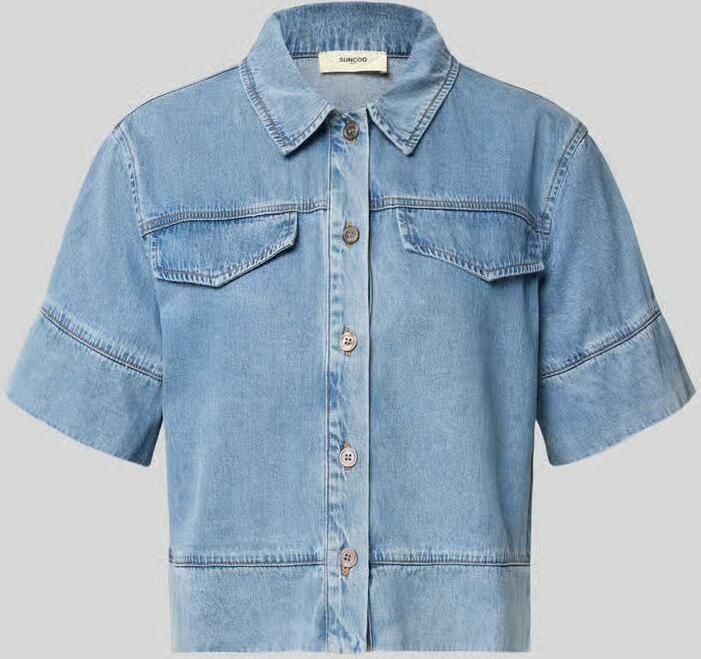SUNCOO PARIS boxy fit jeansblouse met borstzakken model 'LAIKA' - Foto 2