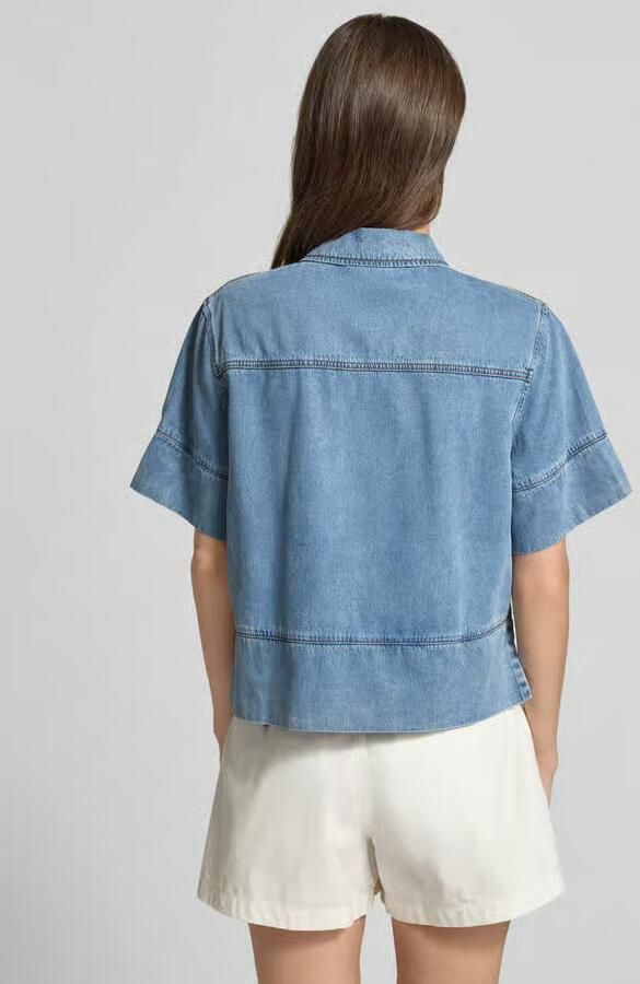 SUNCOO PARIS boxy fit jeansblouse met borstzakken model 'LAIKA'