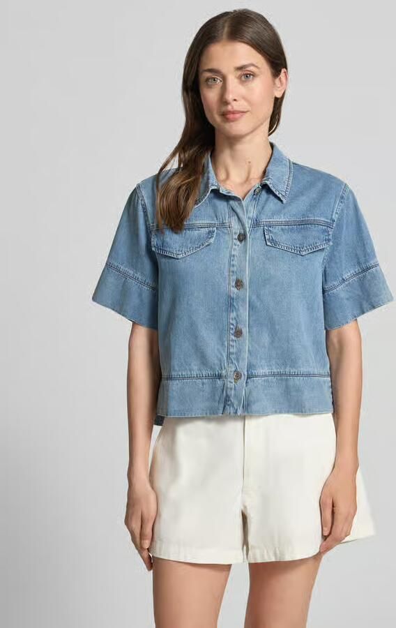 SUNCOO PARIS boxy fit jeansblouse met borstzakken model 'LAIKA' - Foto 3