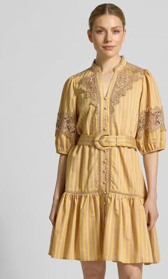 SUNCOO PARIS Knie-lange jurk met kant en riem model 'CATLEYA' - Foto 2