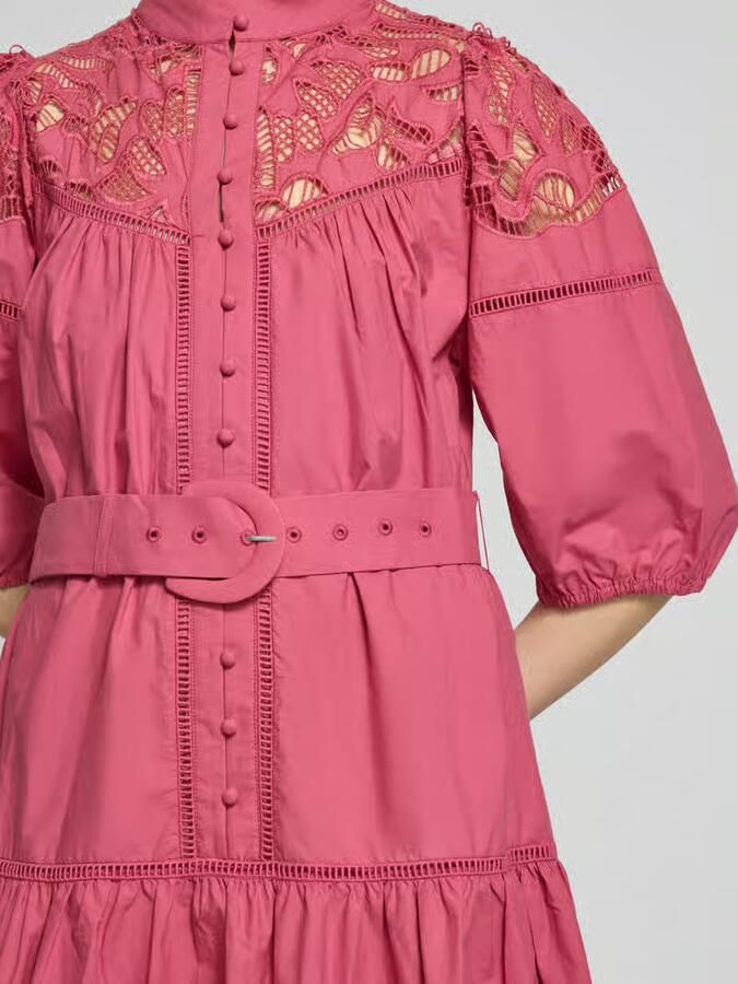SUNCOO PARIS Knie-lange jurk met kant en riem model 'CATY'