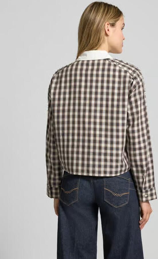 SUNCOO PARIS Korte overhemdblouse met siersteentjes model 'LUIGI'