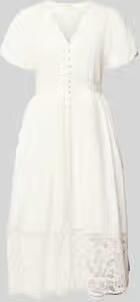 SUNCOO PARIS midi-jurk met opengewerkte borduursels model 'Cecily'