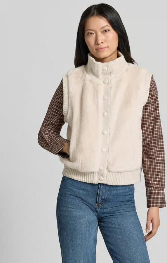 SUNCOO PARIS Mouwloos vest met imitatiebont en opstaande kraag model 'DOODLE' - Foto 2