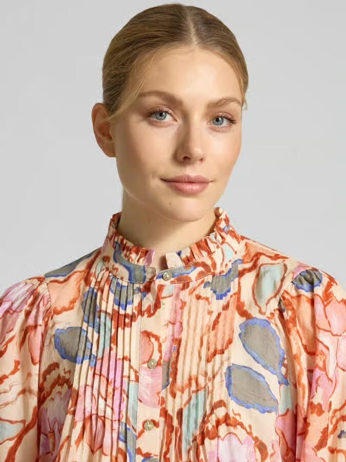 SUNCOO PARIS regular fit blouse met opstaande kraag model 'LEYA'