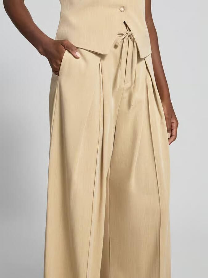 SUNCOO PARIS Wide leg stoffen broek met strikceintuur model 'JEFF'
