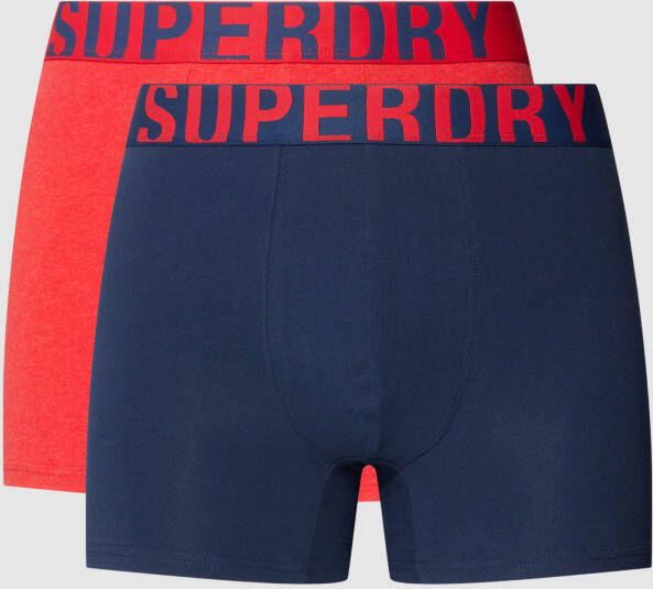 Superdry Boxershort met elastische band met logo in een set van 2 stuks