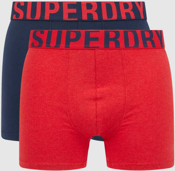 Superdry Boxershort met elastische band met logo in een set van 2 stuks