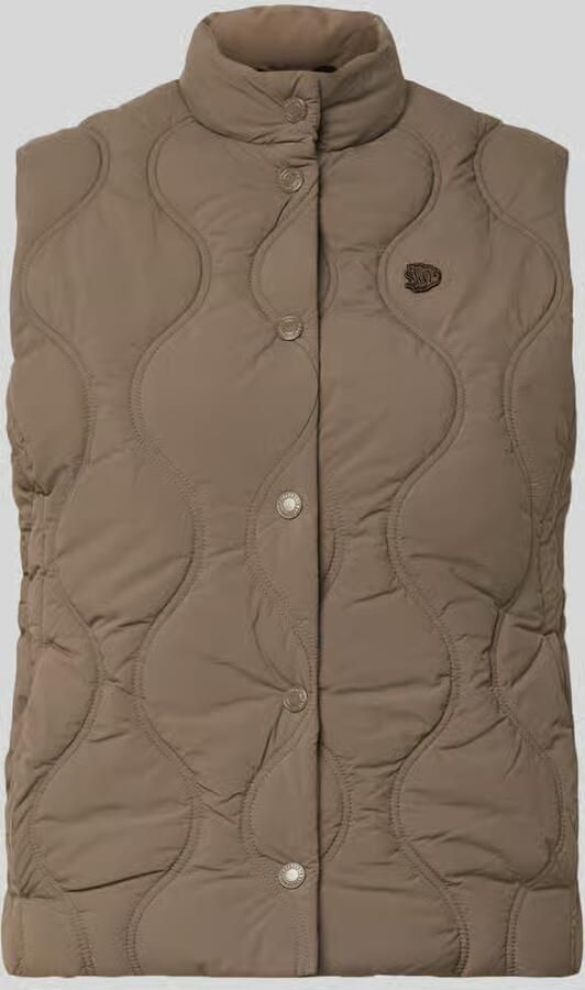 Superdry Bodywarmer met opstaande kraag en labelstitching