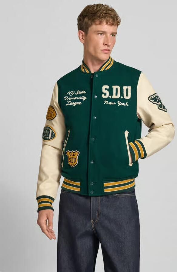 Superdry College-jack van wolmix met steekzakken - Foto 6