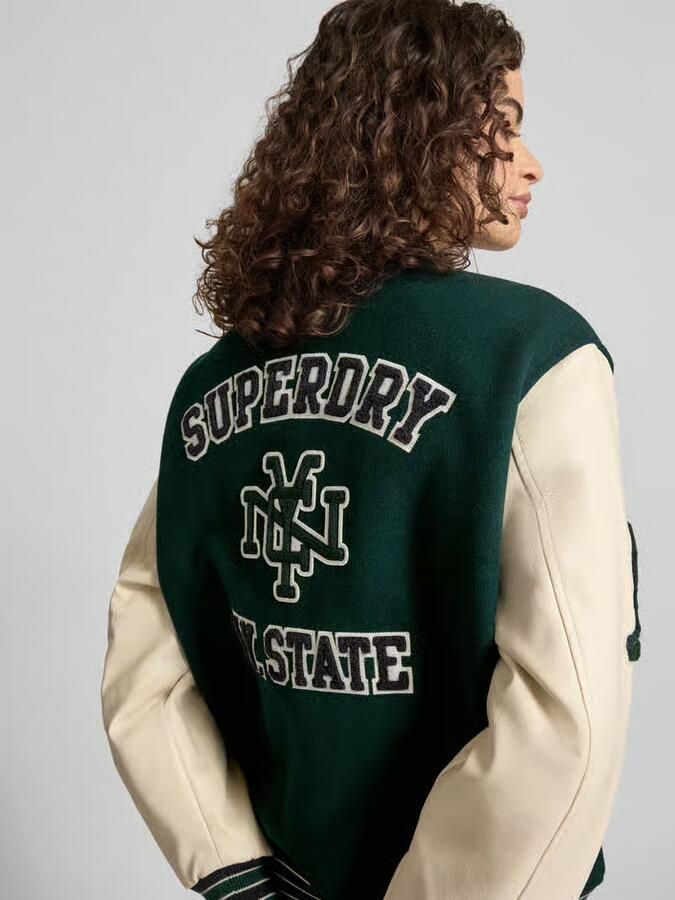 Superdry Collegejack met motief- en logo-stitchings