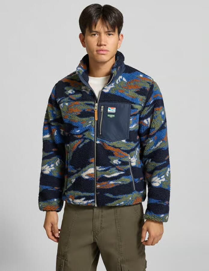 Superdry Fleecejack in all-over look met opstaande kraag - Foto 3