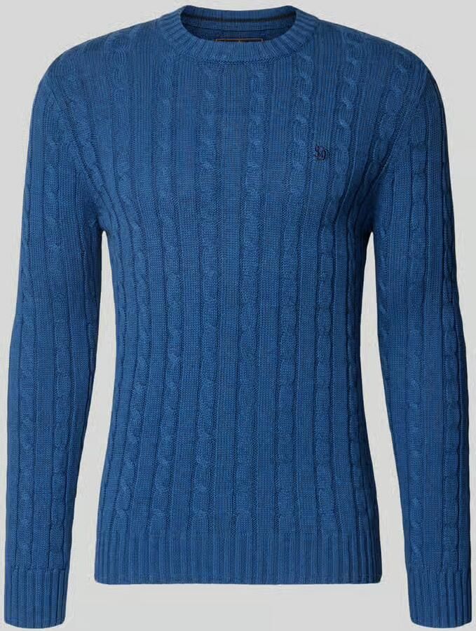 Superdry Gebreide pullover met kabelpatroon en ronde hals