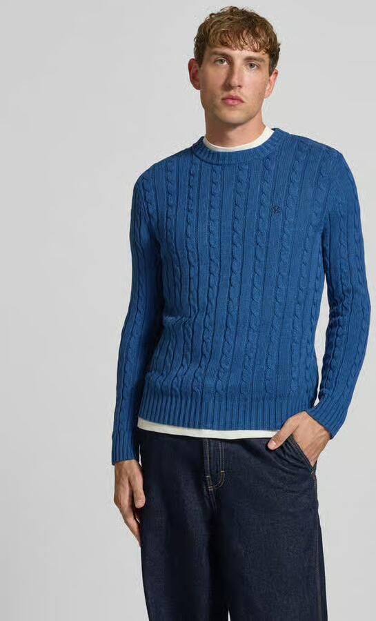 Superdry Gebreide pullover met kabelpatroon en ronde hals - Foto 3