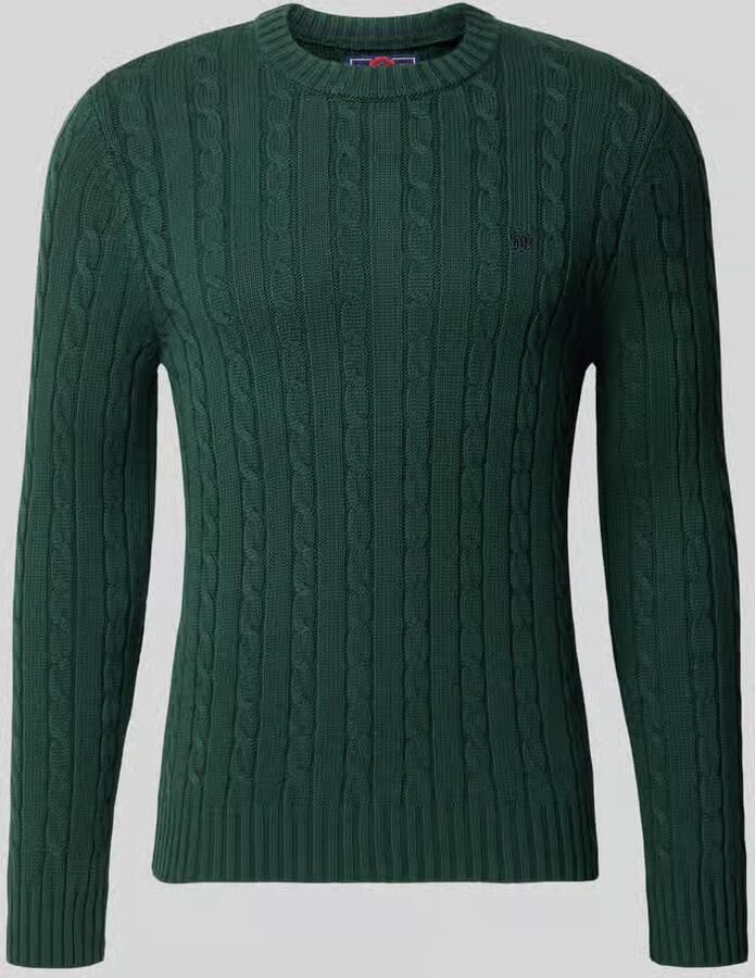 Superdry Gebreide pullover met kabelpatroon en ronde hals