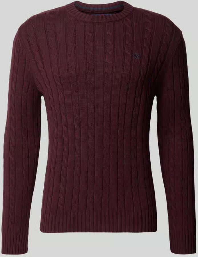Superdry Gebreide pullover met kabelpatroon en ronde hals