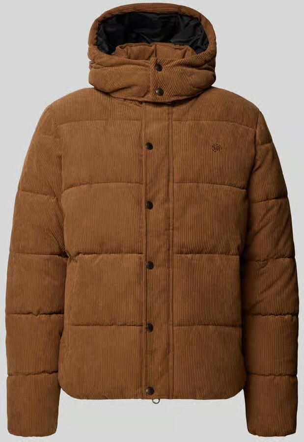 Superdry PREMIUM HOOD CORD PUFFER corduroy pufferjas dark tobacco brown - Foto 4