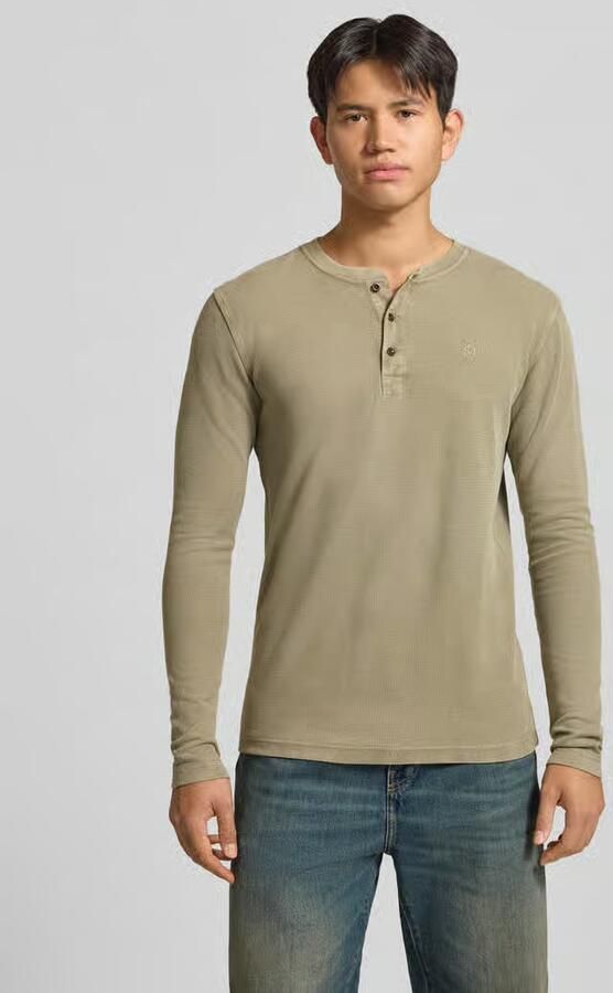 Superdry regular fit longsleeve met wafelstructuur light khaki green - Foto 7
