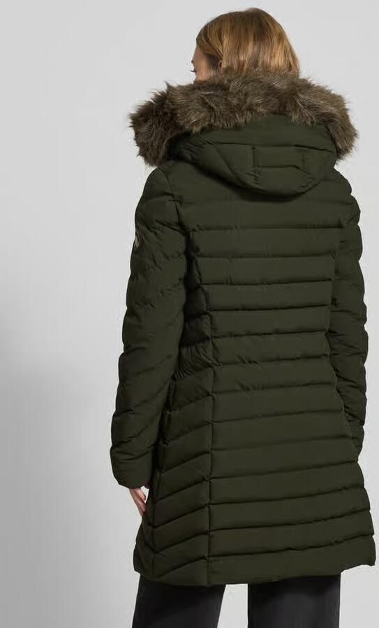 Superdry Regular fit gewatteerde lange jas met imitatiebont model 'Fuji'