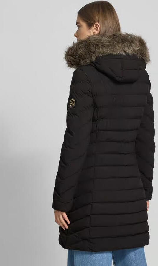 Superdry Regular fit gewatteerde lange jas met imitatiebont model 'Fuji'