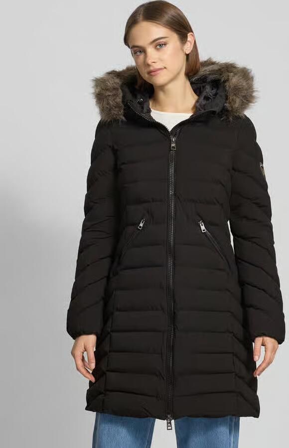 Superdry Regular fit gewatteerde lange jas met imitatiebont model 'Fuji' - Foto 2
