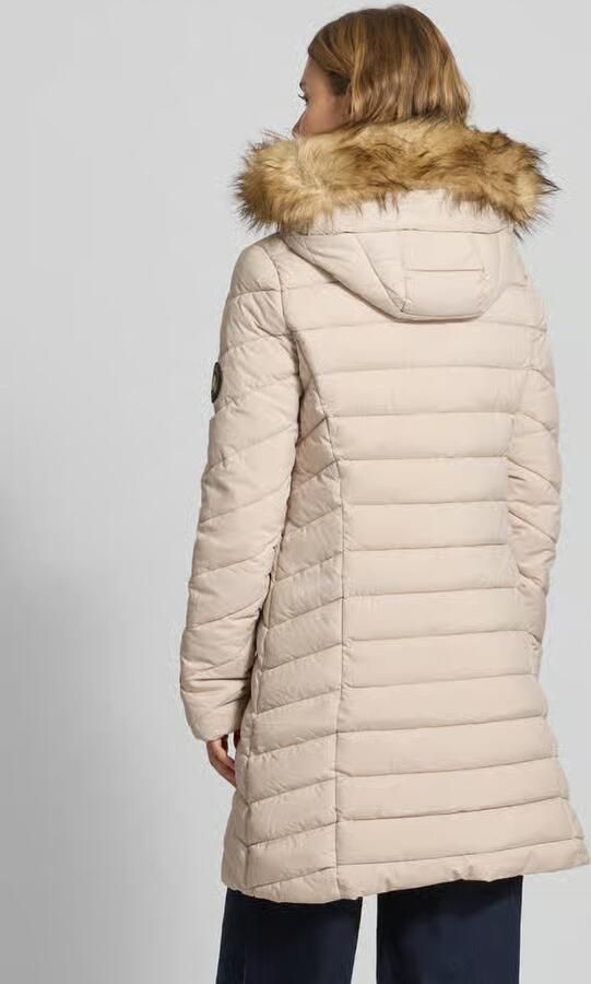 Superdry Regular fit gewatteerde lange jas met imitatiebont model 'Fuji'