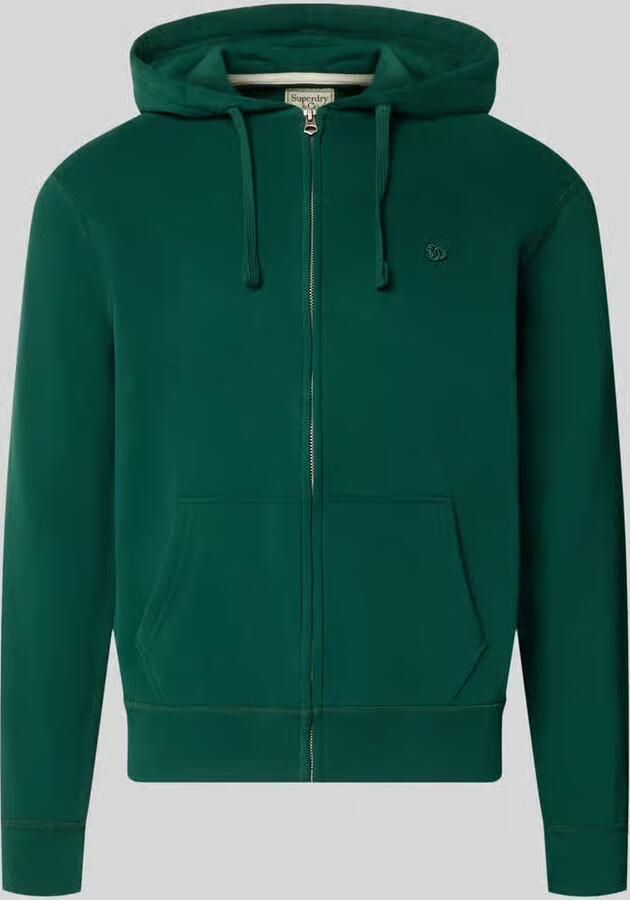 Superdry Regular fit sweatjack van katoenmix met labeldetail
