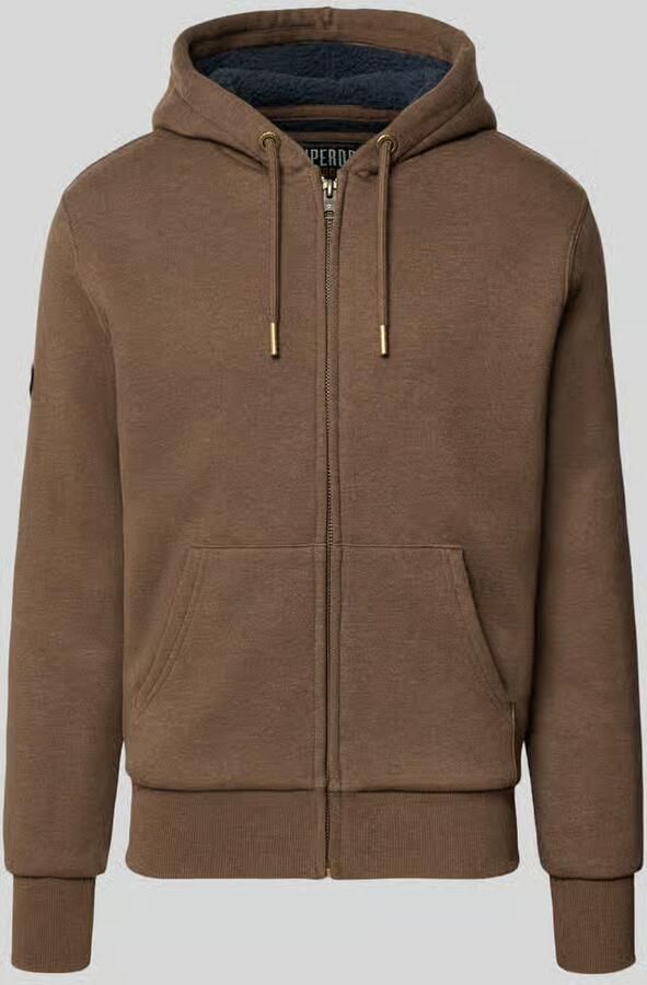 Superdry regular fit sweatvest met gedeelde kangoeroezak model 'Borg'