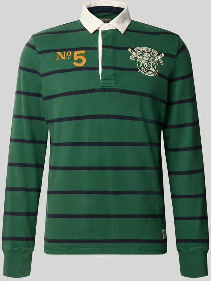Superdry regular fit rugbyshirt met gestikt logo en motiefstitching - Foto 2