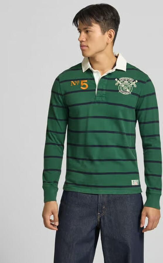 Superdry regular fit rugbyshirt met gestikt logo en motiefstitching - Foto 4