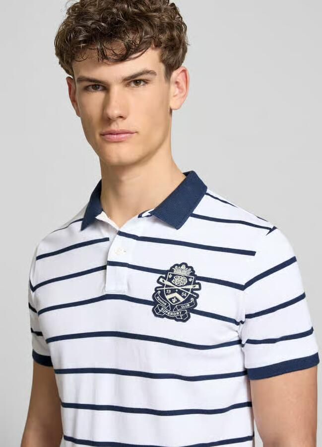 Superdry slim fit poloshirt met labelstitching en knoopsluiting